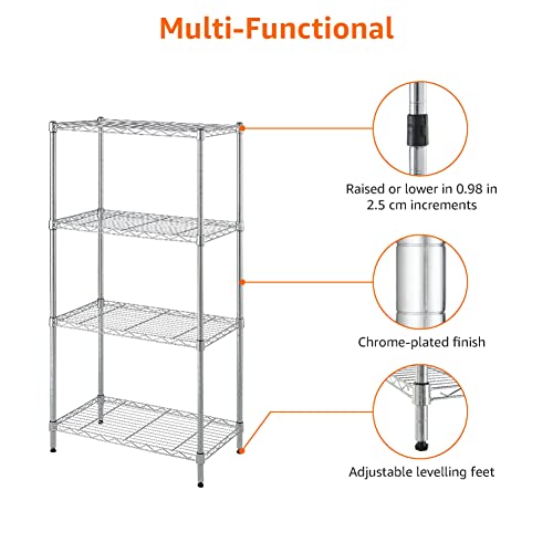 Amazon Basics 3-Shelf Adjustable Steel Wire Rack Storage Shelving, Chrome D243