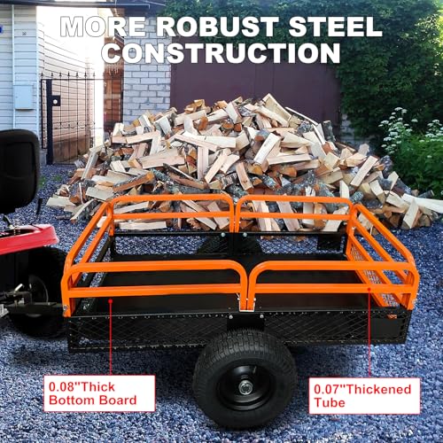 Heavy Duty Steel Dump Cart 1500 Lbs Utility Garden Trailer with Removable Sides P523