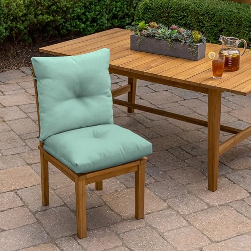 Arden Outdoor Plush Tufted Dining Chair Cushion, 21 x 40, Black Cabana Stripe I23003