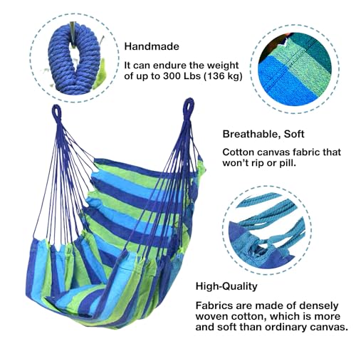 Hommtina Hammock Chair Hanging Rope Swing, Max 300 Lbs, Dark Gray W16807