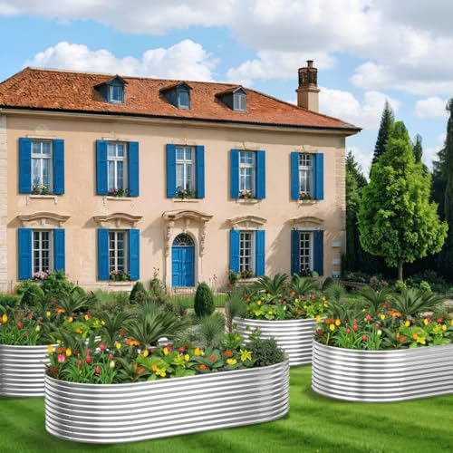 2 Pack 6x3FT Tall Galvanized Raised Garden Bed for Vegetables, Steel, Above Ground X698474