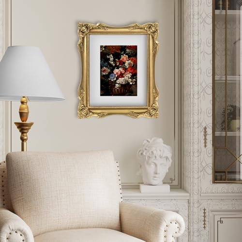 Black Vintage Picture Frame with Mat for 5x7 or 8x10 Photos E9622
