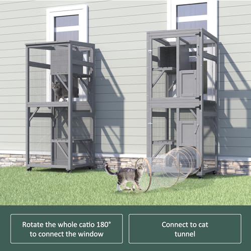 Catio Outdoor Cat Enclosure, Large Walk-in Cat Cage with Waterproof Cover, 72 inch X803947