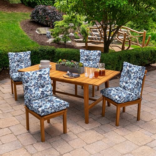Arden Outdoor Plush Tufted Dining Chair Cushion, 21 x 40, Black Cabana Stripe I23003