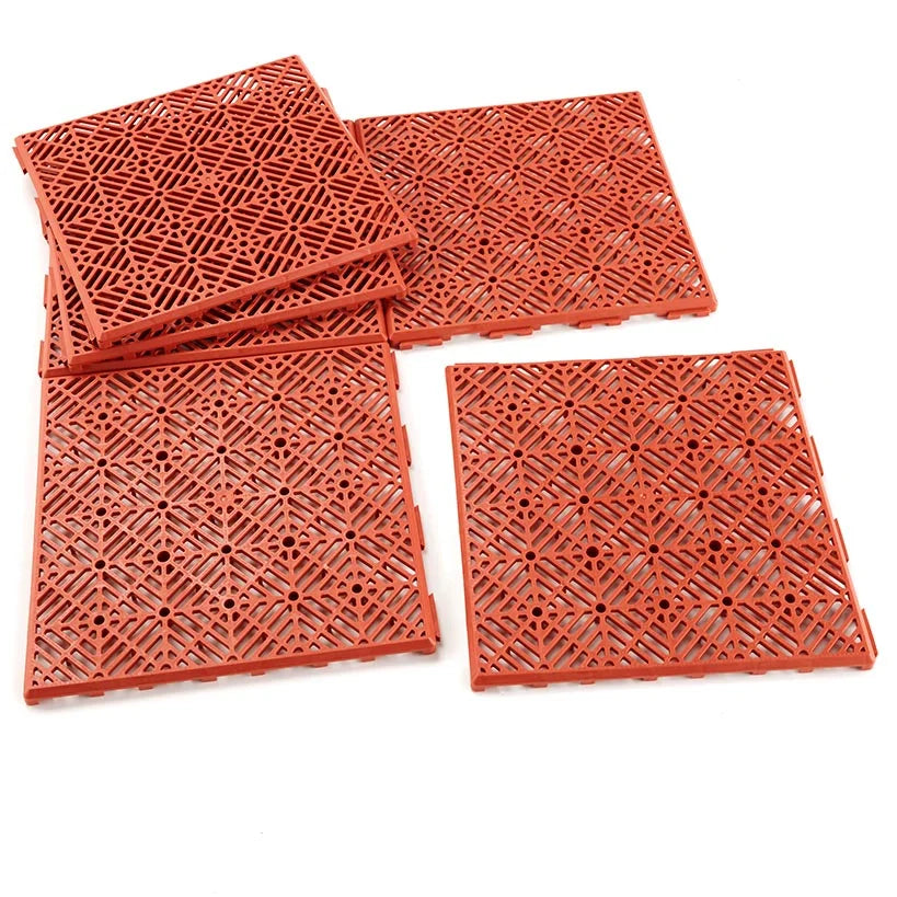 10 Interlocking Patio Walkway Tiles - Terra Cotta K4392