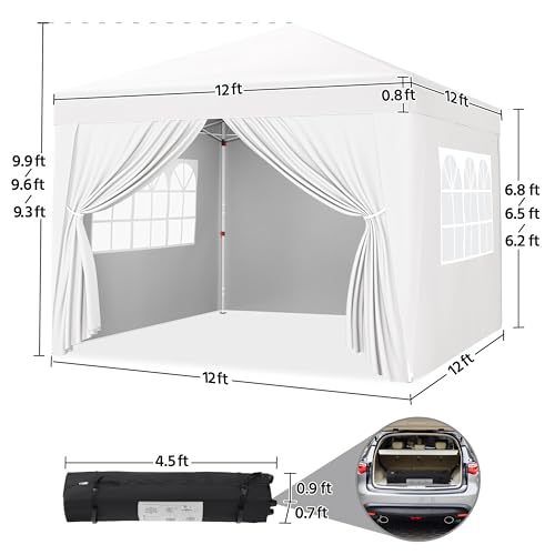 Yaheetech 10x10 Pop Up Canopy with 4 Removable Sidewalls, White F109731