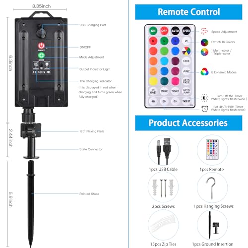 99FT Solar Rope Lights Outdoor Waterproof 300 LED with Remote Control W311