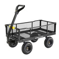 Gorilla Carts Steel Utility Wagon w/Removable Side Panels, 4 Cu Ft, 900 lb Capacity, Black - Outdoor Flatbed Cart with 40" x 21" Metal Mesh Bed and All-Terrain Wheels for Garden, Lawn & Landscaping