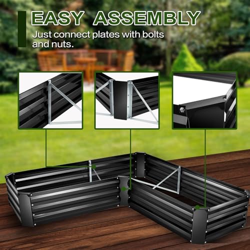 EDOSTORY Metal Raised Garden Bed Kit 8x4x2ft Galvanized Planter Box Outdoor V763