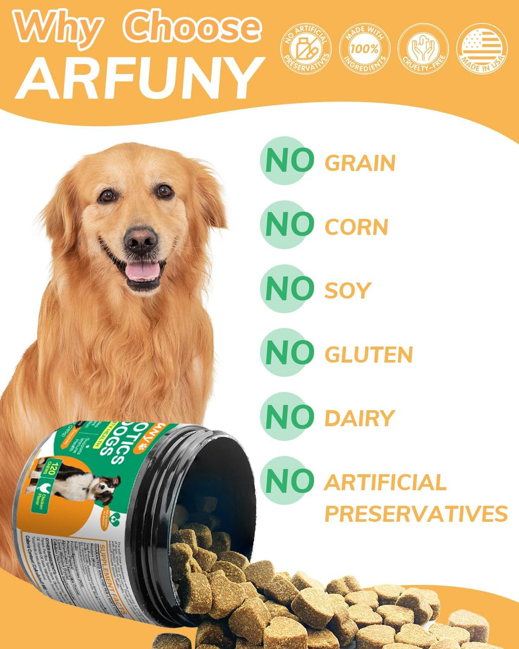 Probiotics Chews for Dogs with Digestive Enzymes, Chicken Flavor, 120 Count K371526