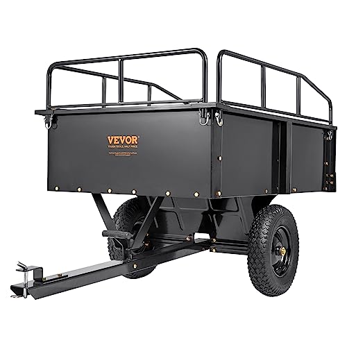 VEVOR Heavy Duty ATV Dump Cart - Steel Tow Behind trailer, 750 lbs, 15 Cubic Feet Garden Utility with Removable Sides