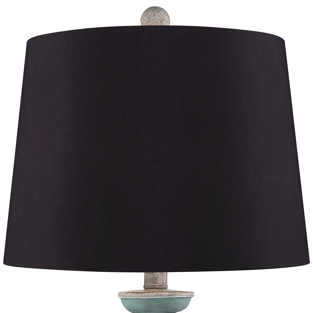 Regency Hill Patsy Country Cottage Table Lamps Set of 2, Blue Gray Washed Black, Faux Silk Drum Shade Z7718