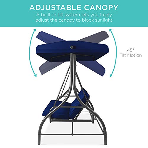 Best Choice Products 3-Seat Outdoor Canopy Swing Glider with Adjustable Shade, Midnight Green A10932