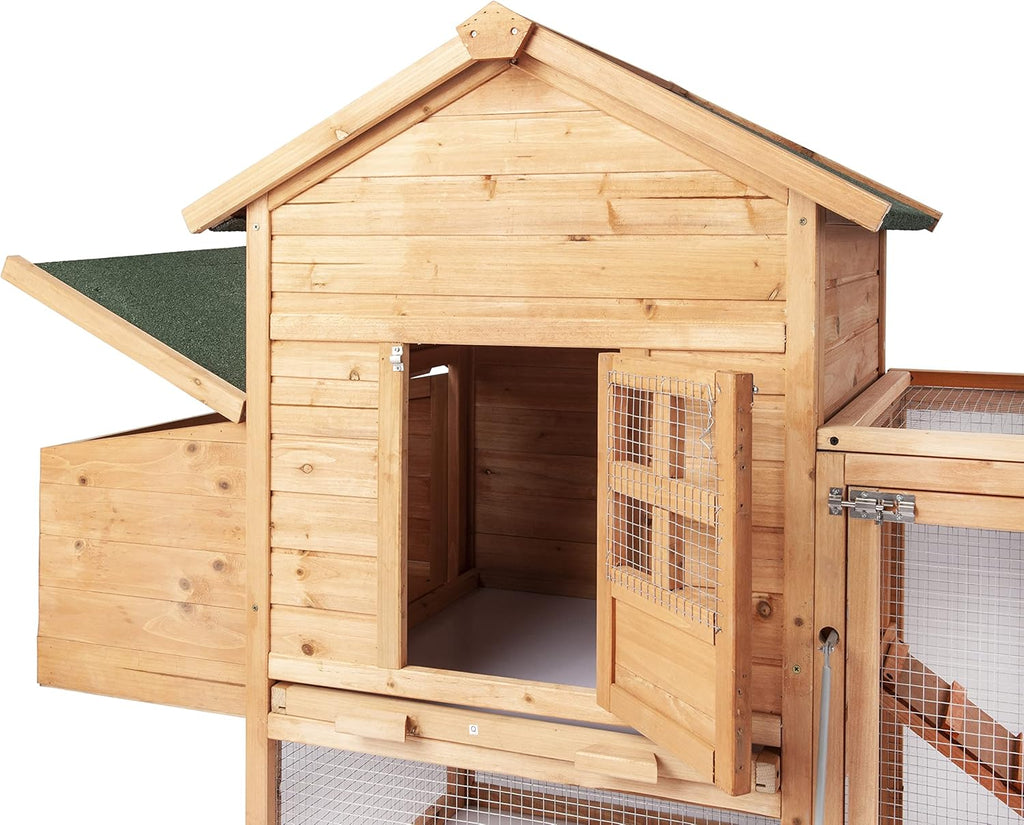 Wooden Chicken Coop Pet Hen House Poultry Cage with Removable Tray H56678