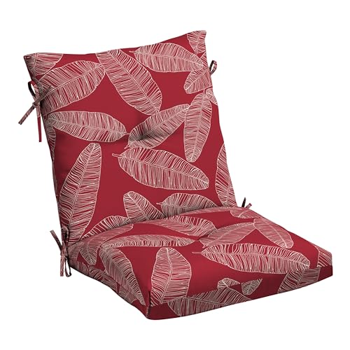 Arden Outdoor Plush Tufted Dining Chair Cushion, 21 x 40, Black Cabana Stripe I23003