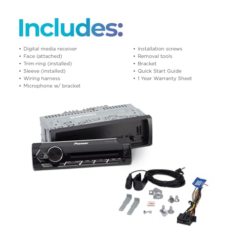 Pioneer MVH-S322BT Bluetooth Car Stereo with USB/AUX Inputs O800203