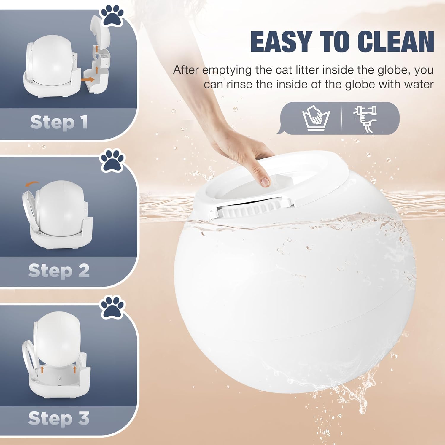 Self Cleaning Litter Box, Automatic for Multi Cats, APP Control, Pure White Z999061