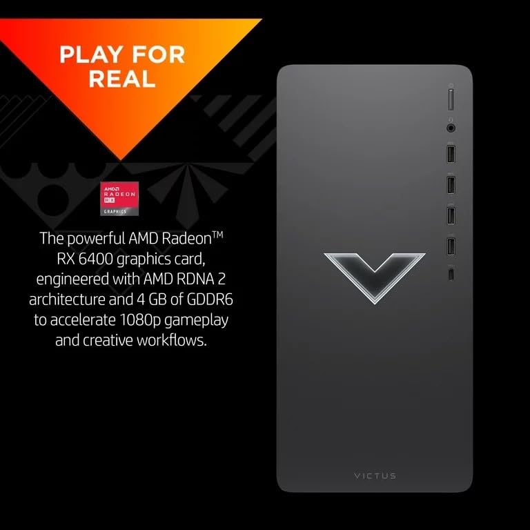 HP Victus 15L Gaming Desktop PC, AMD Ryzen 5600G, 16GB RAM, 1TB NVMe, RX6400, Win 11 Home L670