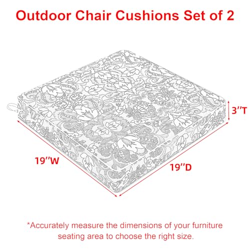 Favoyard Patio Chair Cushions 19 x 19 x 3 Inch Waterproof Outdoor Set of 2, Beige Q67095