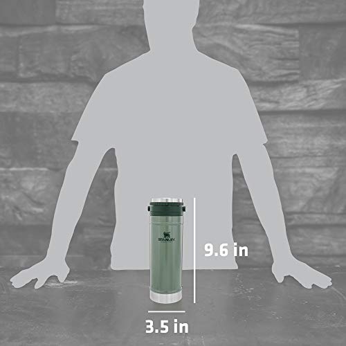 Stanley Travel Mug with French Press 16 oz, Insulated Stainless Steel, Leakproof Lid, Hammertone Green L66513
