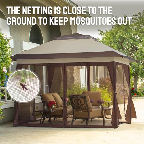 CROWN SHADES 13x13 Pop Up Gazebo with Wheeled STO-N-Go Cover Bag (Grey) N449398