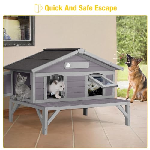 Aivituvin Cat House with Insulated Liner, Weatherproof Outdoor Shelter N454159