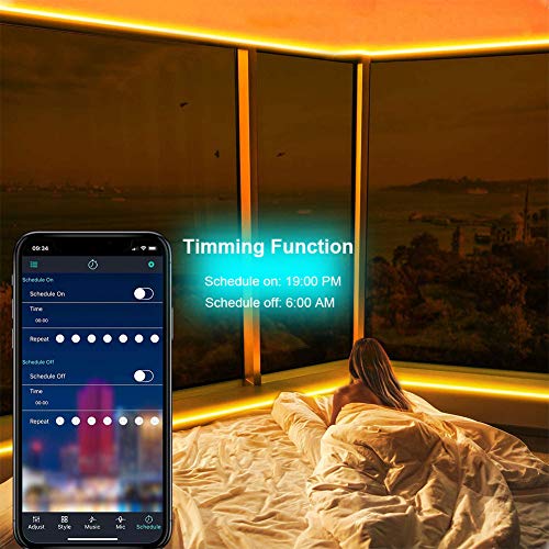 WiFi RGB LED Strip Lights 30ft Dimmable Waterproof with App Control S57509