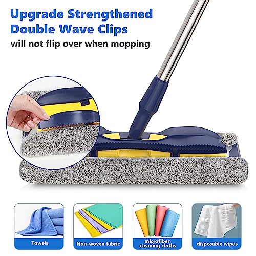 MEXERRIS Microfiber Flat Mop for Hardwood Floors with 4 Mop Pads T91779