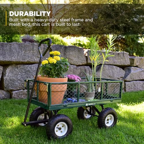 Gorilla Carts Steel Utility Wagon with Removable Side Panels, 1000 lb Capacity, Gray U674568