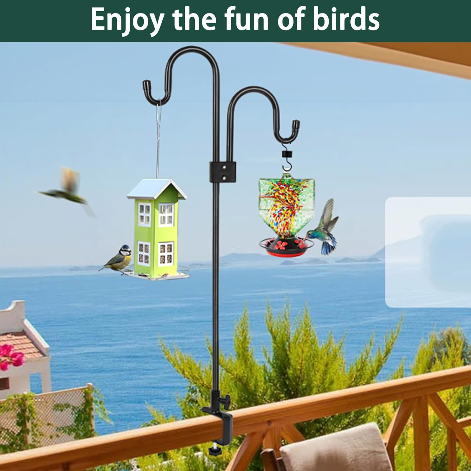 Black 47 Inch Deck Hook for Bird Feeder & Plants P97408