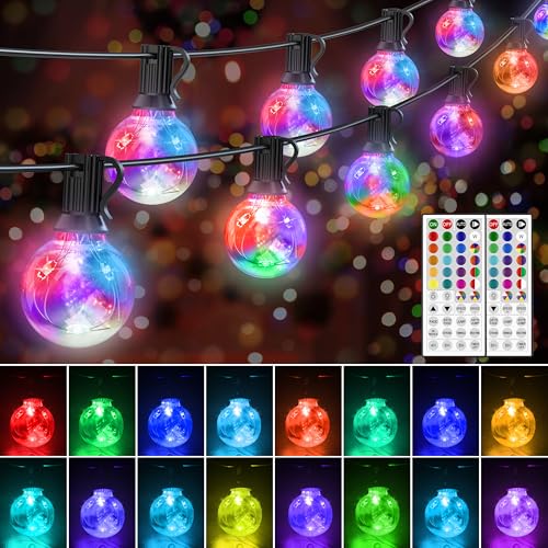 G40 LED Outdoor String Lights 30FT Connectable Waterproof with Remote I154