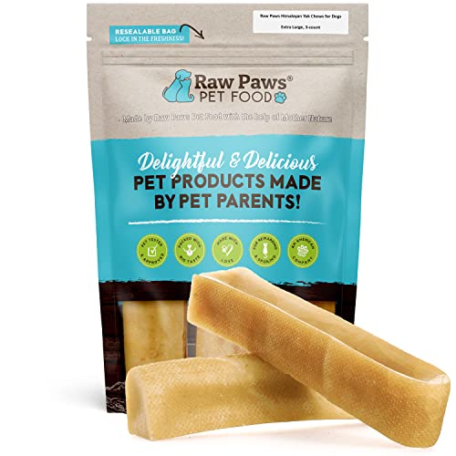Raw Paws Himalayan Yak Chews for Dogs, Extra Large Chews (4-count) - Himalayan Cheese for Large Dogs, Yak Bones for Dogs - Yak Milk Bones for Dogs, Dog Cheese Chews Himalayan, Yak Chews for Large Dogs