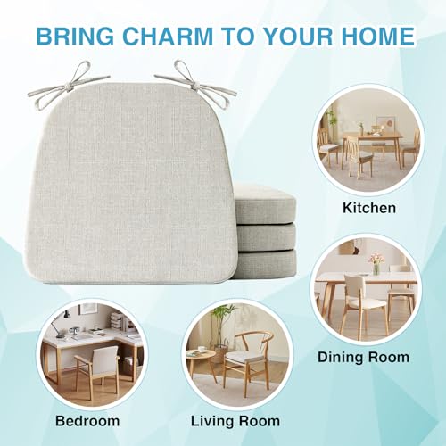Chair Cushions for Dining Chairs Set of 4, Non Slip with Ties, Black H39445