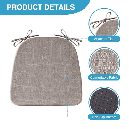 Chair Cushions for Dining Chairs Set of 4, Non Slip with Ties, Black H39445