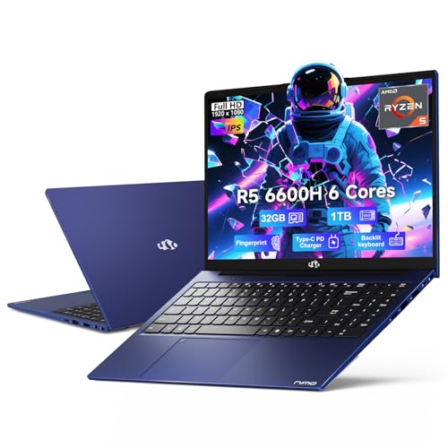 NIMO 15.6" FHD IPS Gaming Laptop, AMD Ryzen 5 6600H, 16GB RAM, 1TB SSD R298468