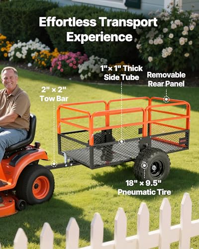 VEVOR Heavy Duty ATV Dump Cart 750 lbs Steel Utility Trailer with Removable Sides E373248