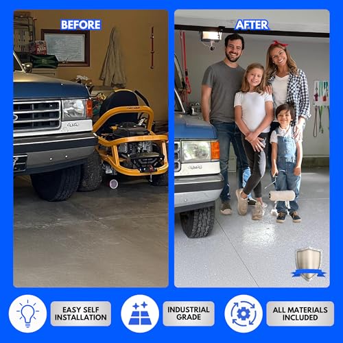 Garage Epoxy Floor Kit 100% Solids 2 Part Coating with UltraGlaze Topcoat, Blue, 300 Sq Ft G29167