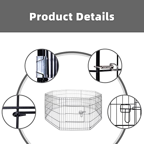 Foldable Metal Pet Play Pen with Door for Dogs, 24-inch Z552