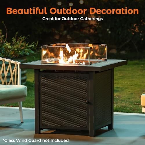 BALI OUTDOORS 50000 BTU Propane Fire Pit Table, 30 in Square Outdoor Firepit U6462