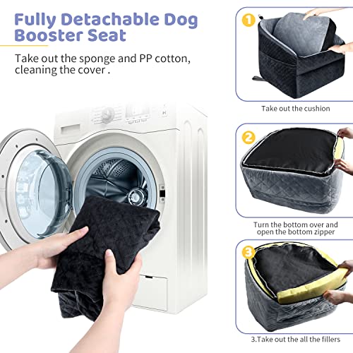 Dog Car Seat for Small Medium Dogs, Detachable Washable Pet Booster Seat Grey I26690