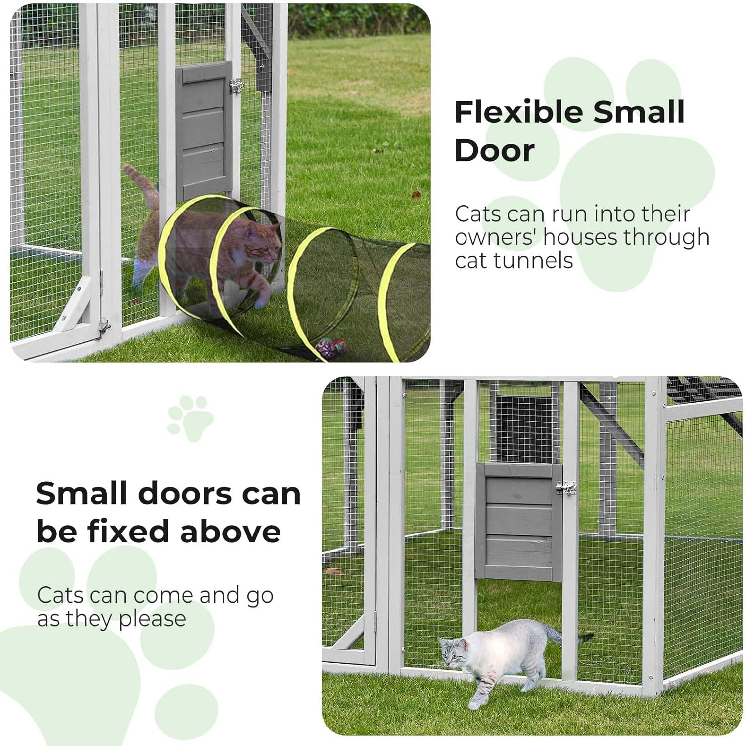 Large Catio Outdoor Cat Enclosure Wooden with Waterproof Cover O418570