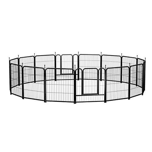 PawGiant Dog Fence Playpen 24”/32”/40” Indoor Outdoor for Small/Medium/Large Dogs, Metal Pet Puppy Cat Exercise Fencing Gate Crate Cage Outside RV, Camping, Yard, Garden
