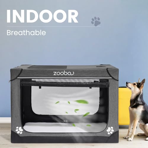 42" Portable Soft Dog Crate for Large Dogs with Carry Bag, Charcoal Gray M316