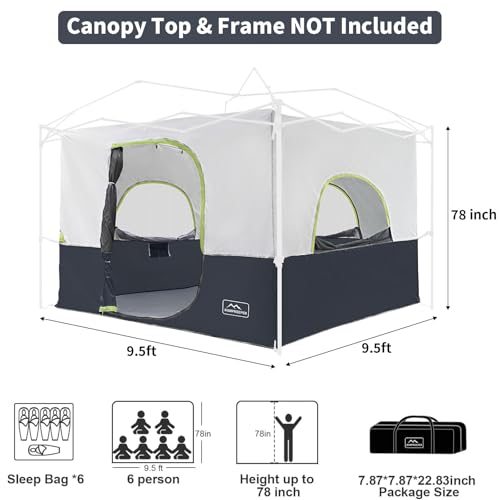 KAMPKEEPER Camping Inner Tent for 10x10 Straight Leg Canopy, Vented Roof, Khaki M60374