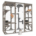 71" Catio Outdoor Cat Enclosure, Large Wooden Outdoor Cat House Kitty Catio Enclosure for Indoor Cats, Outdoor Catios Weatherproof Attached to Window Catio for Cats, 7Platforms-71 H