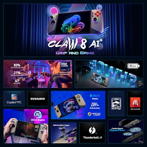 MSI Claw PC Gaming Handheld: Intel Ultra 7, 7" FHD 120Hz, 16GB, 512GB, Win 11 H32341