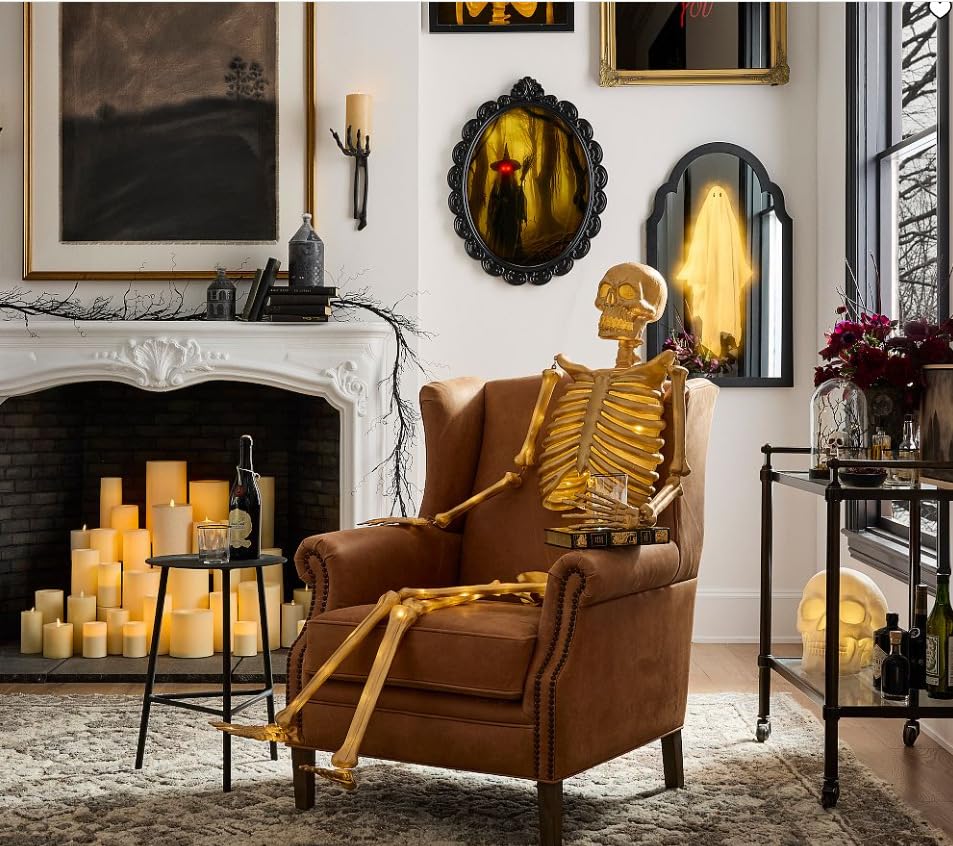Halloween Hologram Ghost Mirror Decoration, LED Haunted Decor, Black Frame E415965