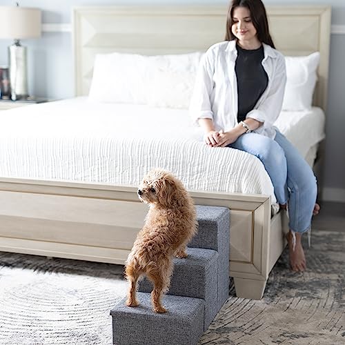 Collapsible Dog Stairs by Tidy Niches for Small Dogs, Grey D92538