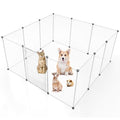 BRIAN & DANY Pet Playpen, Portable Plastic Yard Fence for Small Animals with Door, 28 Panels, 13.8 X 13.8 inches, Smoke
