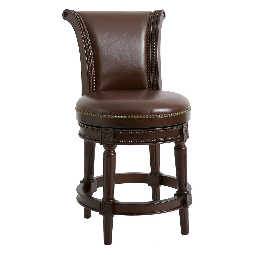 New Ridge Home Goods Chapman 26" Wood Counter Height Swivel Barstool in Walnut